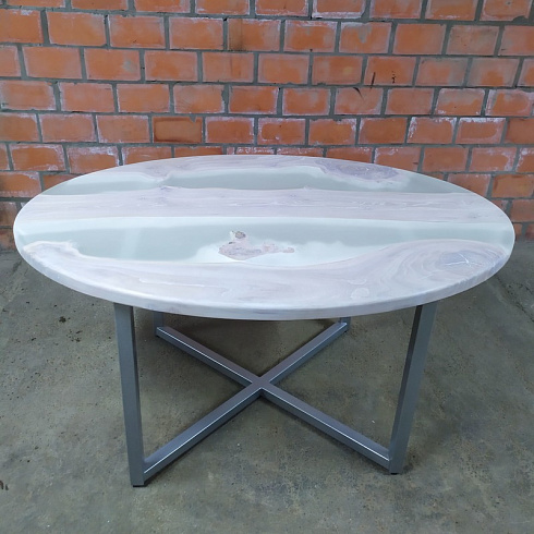 Обеденный овальный стол из выбеленного вяза